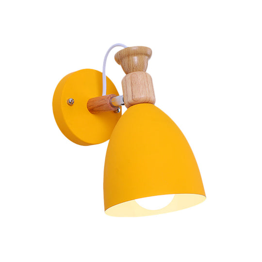 Rotatable Nordic Dome Wall Light For Kindergarten - Stylish Metal Sconce With Undertint And One Bulb