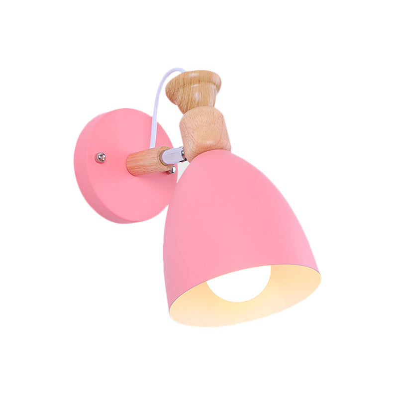 Rotatable Nordic Dome Wall Light For Kindergarten - Stylish Metal Sconce With Undertint And One Bulb