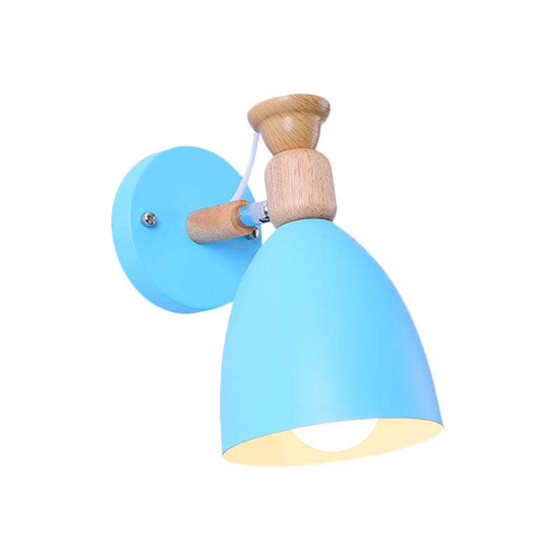 Rotatable Nordic Dome Wall Light For Kindergarten - Stylish Metal Sconce With Undertint And One Bulb