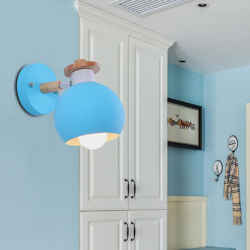 Nordic Metal Spherical Wall Lamp For Childs Bedroom Or Kindergarten Blue