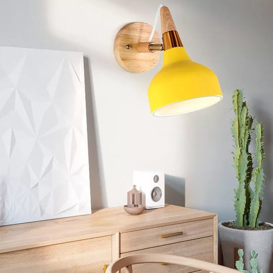 Adjustable Nordic Wall Sconce With Metal Torch Design For Bedside Lighting Yellow