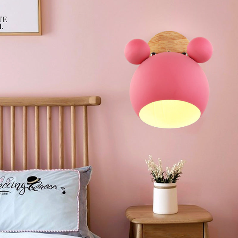 Nordic Style Globe Wood & Metal Wall Light - Perfect For Restaurant Hallway Pink