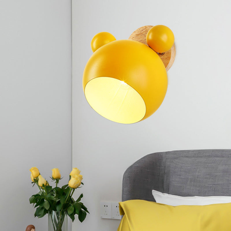 Nordic Style Globe Wood & Metal Wall Light - Perfect For Restaurant Hallway Yellow