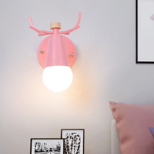 Nordic Cone Wall Lamp With Antlers Sconce Light For Dining Room