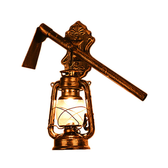 Industrial Rustic Kerosene Wall Sconce Lamp With Trumpet Design - Clear Glass And 1-Light Fixture