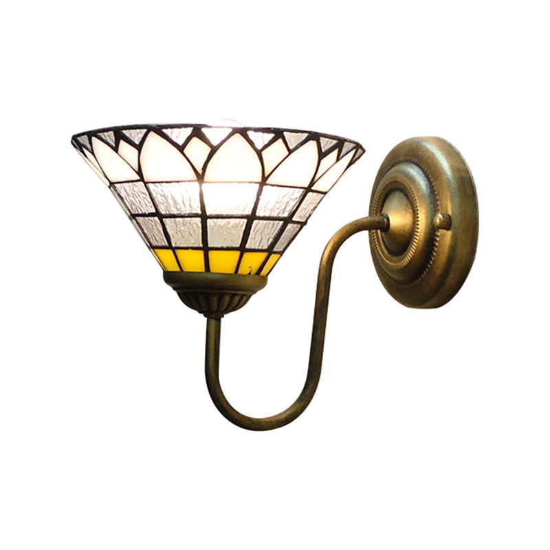 Baroque Lotus Glass Sconce Light For Hallway With Clear Dimple