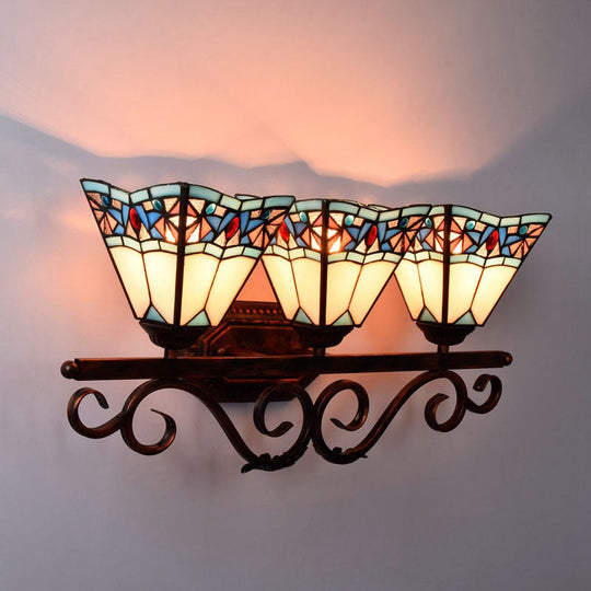 Tiffany White Glass Cone Wall Sconce - Antique Copper Finish