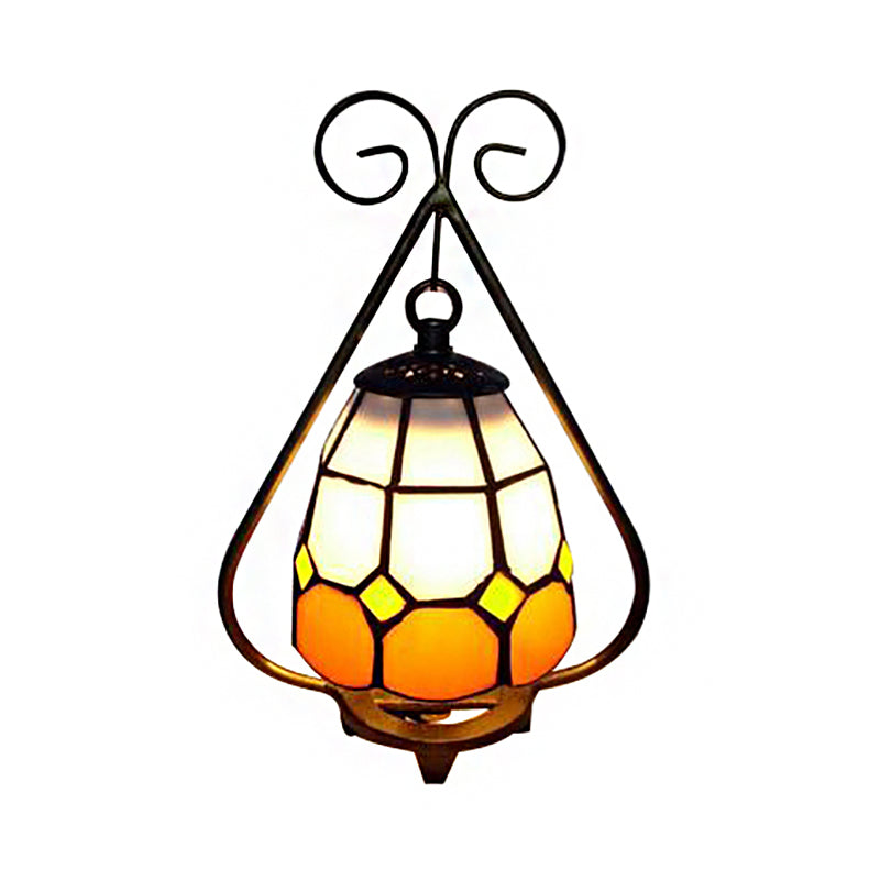 Classic Tiffany Desk Lamp With Grid Dome White/Orange Glass - Ideal For Living Room