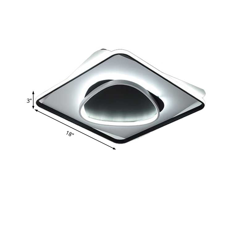 Modern Led Acrylic Flush Mount Black Ceiling Light In Warm/White - 18/23.5 Wide