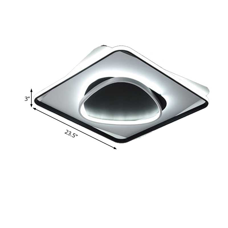 Modern LED Acrylic Flush Mount Black Ceiling Light in Warm/White - 18"/23.5" Wide