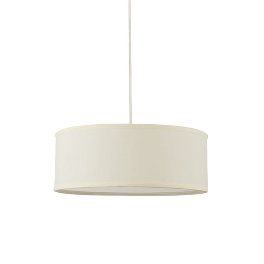 12"/16"/19.5" Dia Cylinder Suspension Pendant - Contemporary White LED Fabric Hanging Lamp