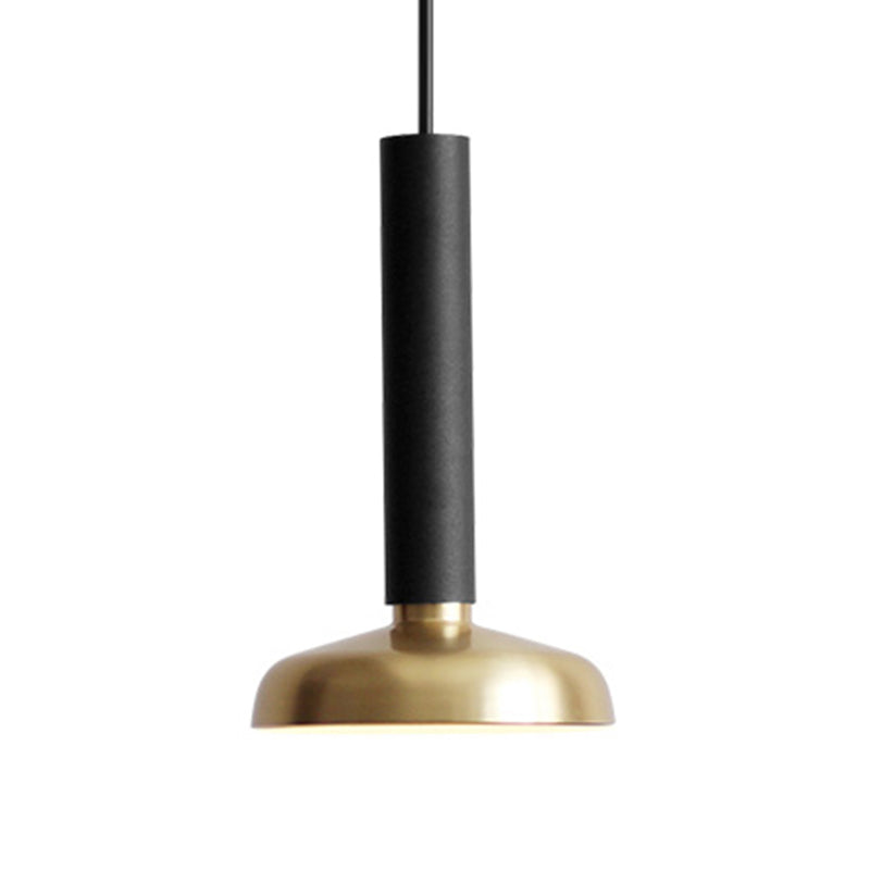 Modern Dome Shade Pendant Light With Cylinder Stem For Bedroom