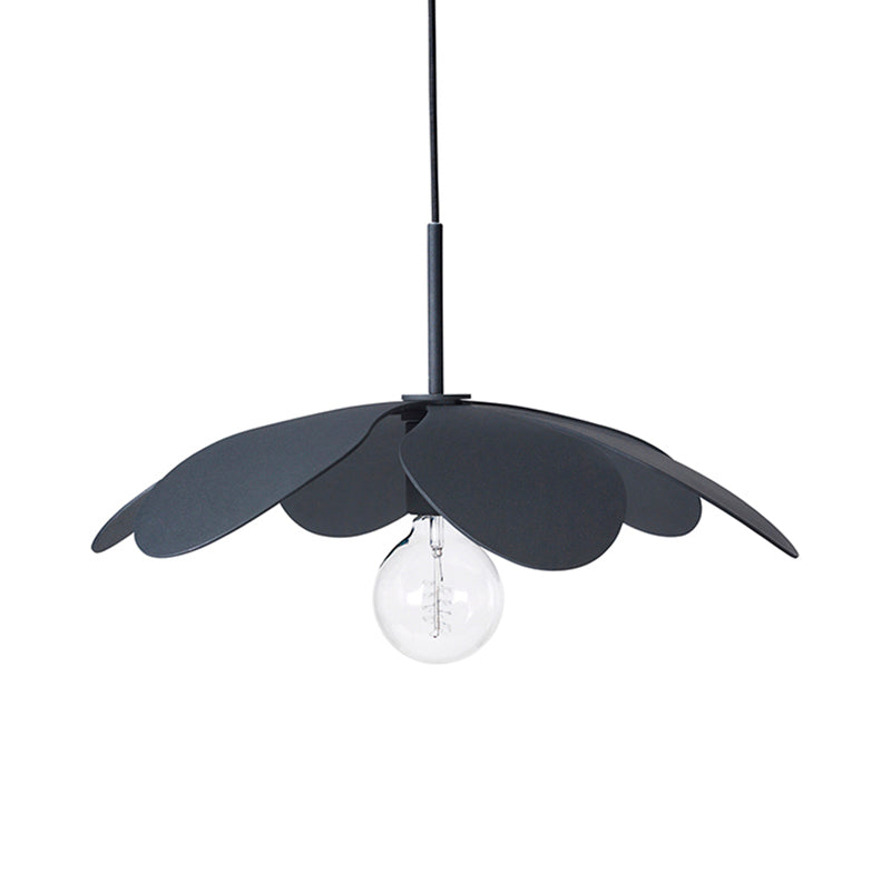 Modern Flower Metal Shade Pendant Ceiling Lamp - 12/19.5 Width 1 Light Black/White Living Room