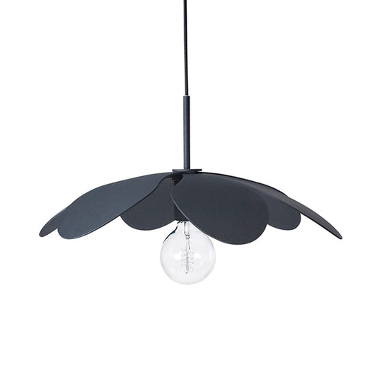 Modern Flower Metal Shade Pendant Ceiling Lamp - 12/19.5 Width 1 Light Black/White Living Room