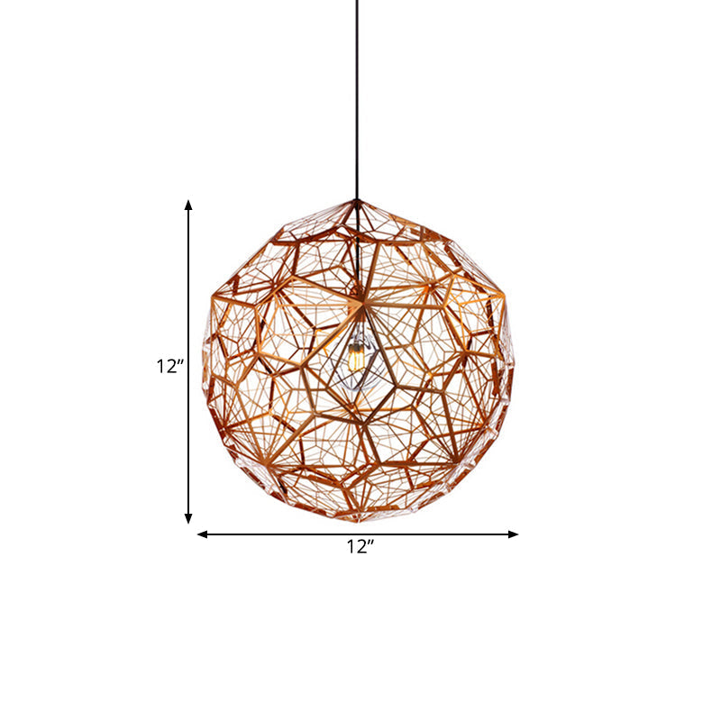 12"/16"/19.5"W Faceted Globe Pendant Light in Contemporary Rose Gold Finish