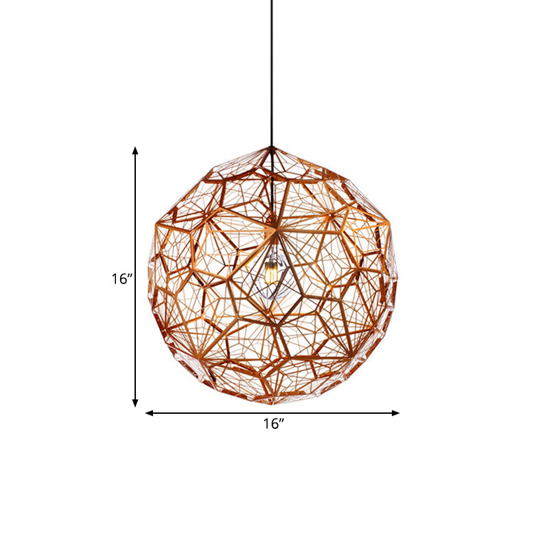 12"/16"/19.5"W Faceted Globe Pendant Light in Contemporary Rose Gold Finish