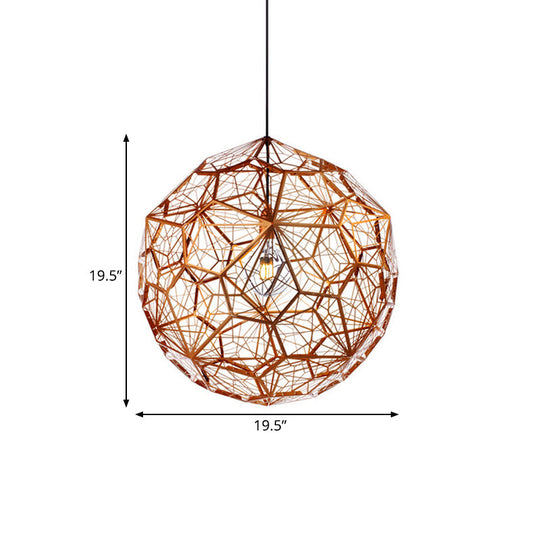 12"/16"/19.5"W Faceted Globe Pendant Light in Contemporary Rose Gold Finish