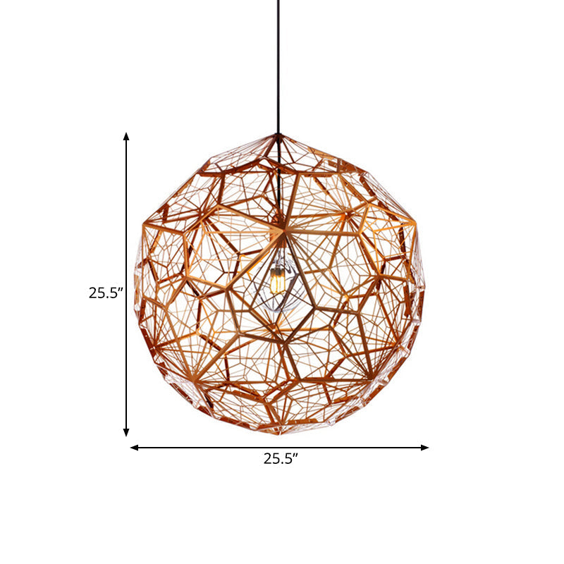 12"/16"/19.5"W Faceted Globe Pendant Light in Contemporary Rose Gold Finish