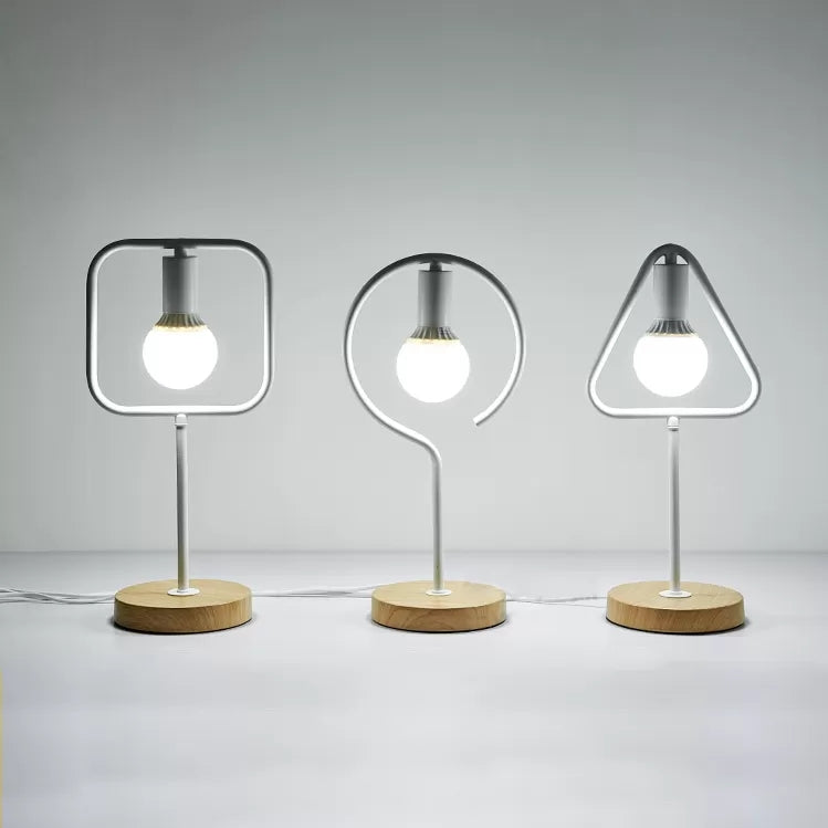 White Metal Geometric Desk Lamp - Modern & Stylish Lighting For Study Room