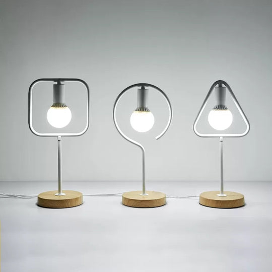 White Metal Geometric Desk Lamp - Modern & Stylish Lighting For Study Room