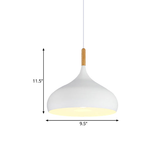 9.5"/12.5"/14"W Teardrop Pendant Lighting in Nordic Style Metal 1 Light Black/White/Gold Hanging Light