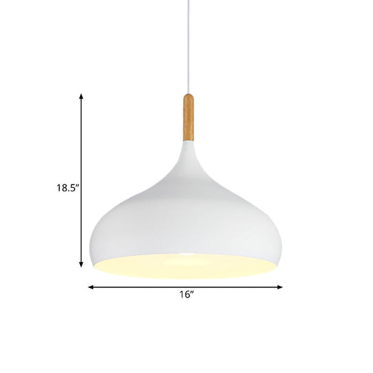 Nordic Style Metal Teardrop Pendant Lighting - 1 Light Black/White/Gold - Available in 9.5"/12.5"/14"W