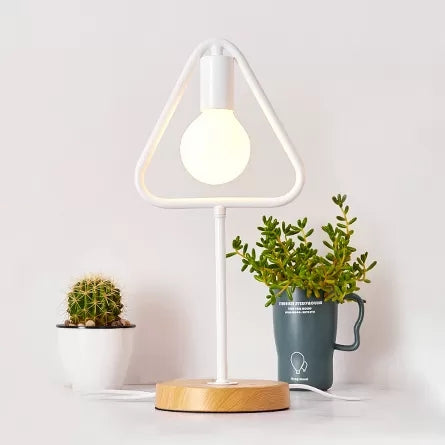 White Metal Geometric Desk Lamp - Modern & Stylish Lighting For Study Room / Triangle