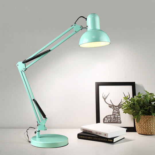 Modern Metal Dome Desk Lamp - 1 Head Reading Light For Bedroom In Green/Red