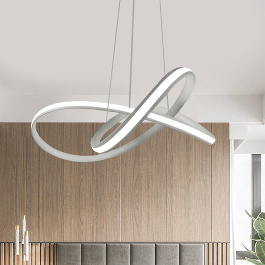 Sleek Metallic LED Pendant: Discreet Hoop Drop Minimalist Chandelier