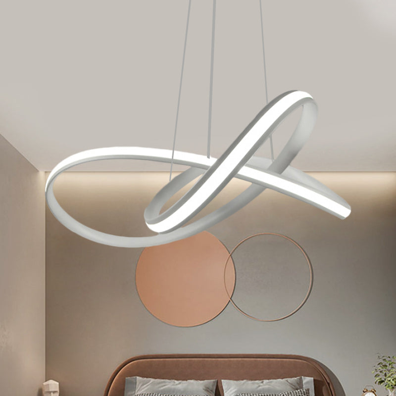 Minimalist Metallic Led Pendant Chandelier With Twining Hoops In Warm/White Light