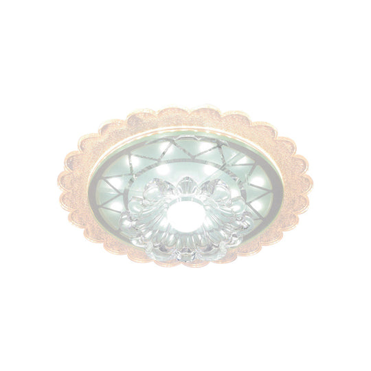 Bloom Flush Mount Lamp - 7"/9" Minimal Clear Crystal LED, White - Close to Ceiling Lighting for Corridor