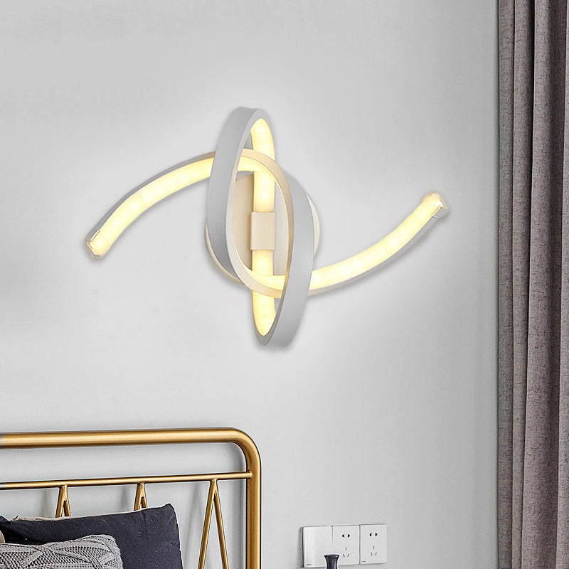 Modern Metallic Led Knotted Linear Wall Sconce Light - White Mounted Lighting