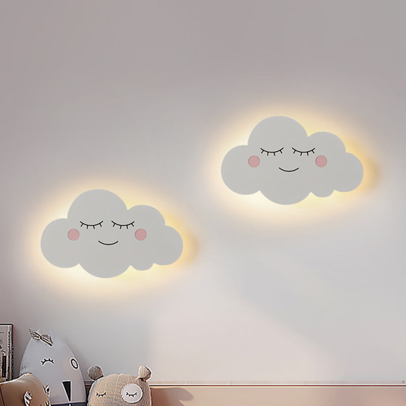 Modern Metal Cloud Wall Light - Pink/Blue Led Sconce For Bedroom