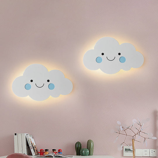 Modern Metal Cloud Wall Light - Pink/Blue Led Sconce For Bedroom Blue