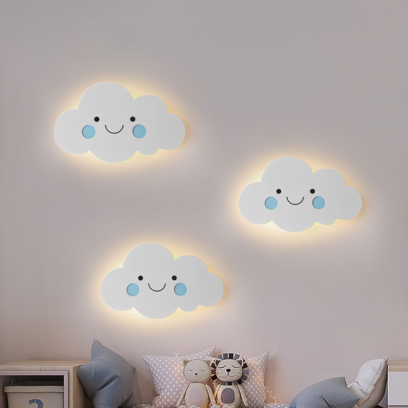 Modern Metal Cloud Wall Light - Pink/Blue Led Sconce For Bedroom