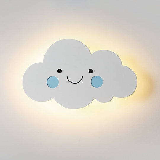 Modern Metal Cloud Wall Light - Pink/Blue Led Sconce For Bedroom