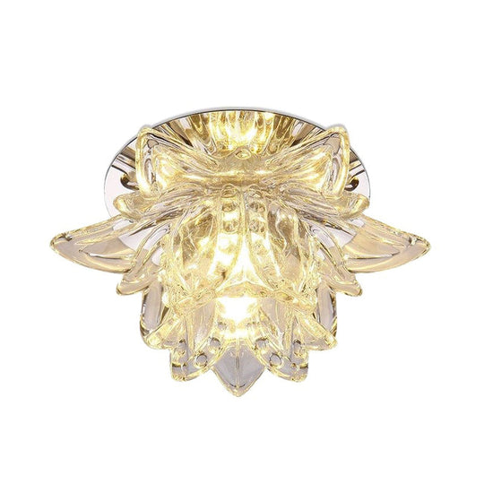 Minimal Flower Crystal Led Ceiling Mount Light In Warm/White