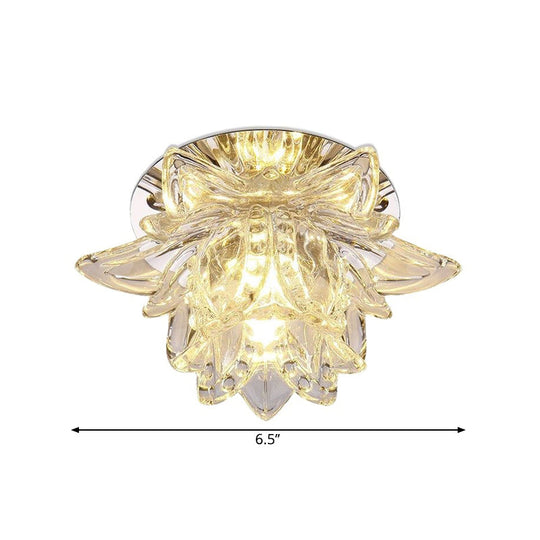 Minimal Flower Crystal Led Ceiling Mount Light In Warm/White