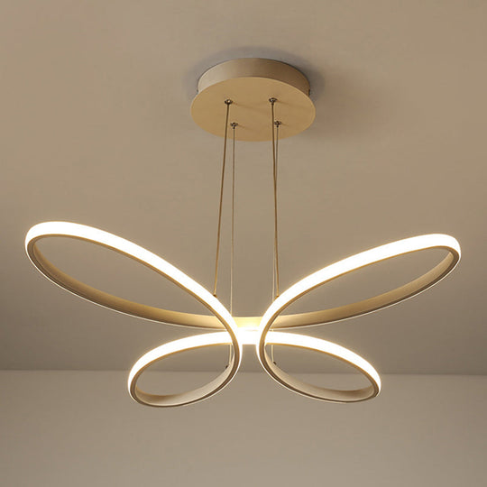 Modern Metal LED Chandelier - Butterfly Frame with Gold Finish, Warm/White Lighting - Perfect for Restaurants