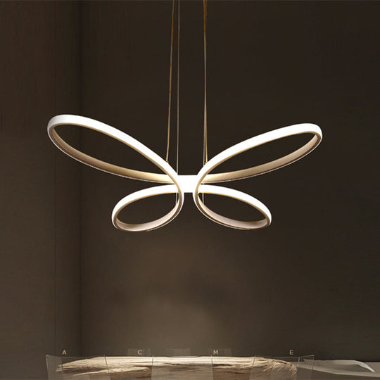 Modern Metal LED Chandelier - Butterfly Frame with Gold Finish, Warm/White Lighting - Perfect for Restaurants