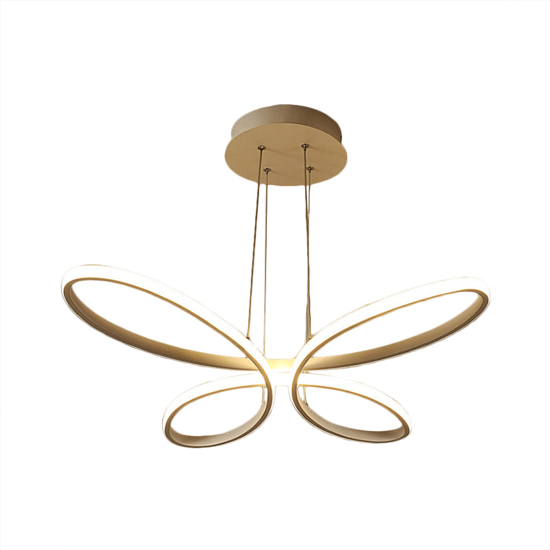 Modern Metal LED Chandelier - Butterfly Frame with Gold Finish, Warm/White Lighting - Perfect for Restaurants