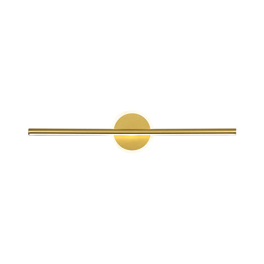 Minimalist Led Wall Sconce In Gold - Metal Linear & Round Vanity Light 16/23.5/31.5 Wide