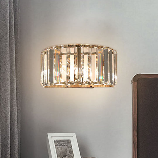 Gold Faceted Crystal 1-Head Wall Sconce For Modern Bedroom Lighting