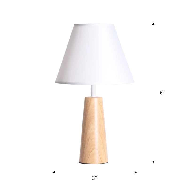 Modern Wood Table Lamp With Fabric Shade - Bedroom Night Light