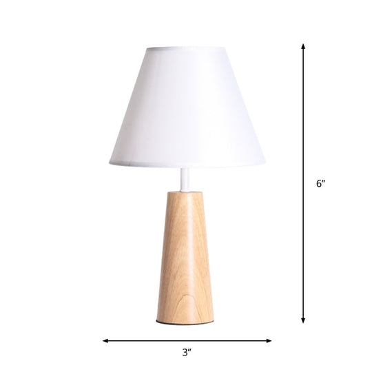 Modern Wood Table Lamp With Fabric Shade - Bedroom Night Light