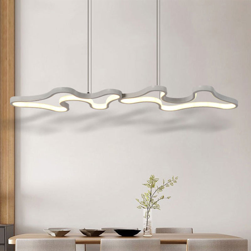 Contemporary Black/White Led Pendant Island Light With Cloud-Like Metal Frame White