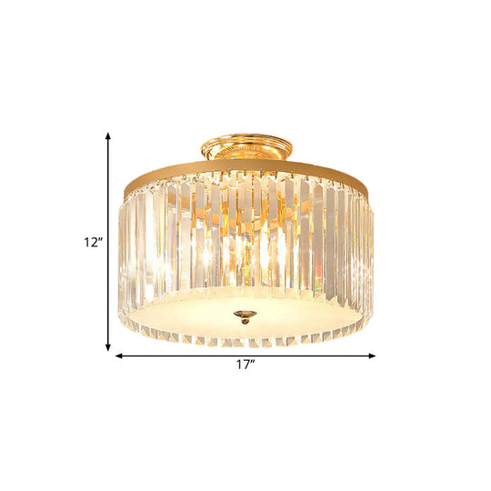 Contemporary Gold Led Ceiling Fixture For Bedroom With Crystal Rods