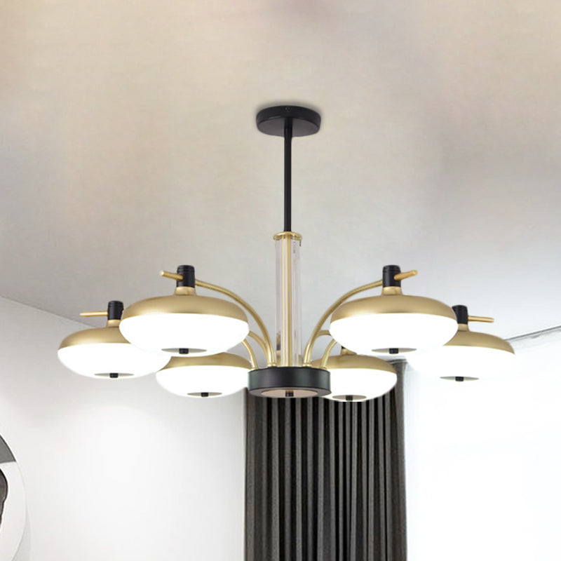 Brass Round Led Ceiling Light: Simple Acrylic Pendant Chandelier For Sleeping Room