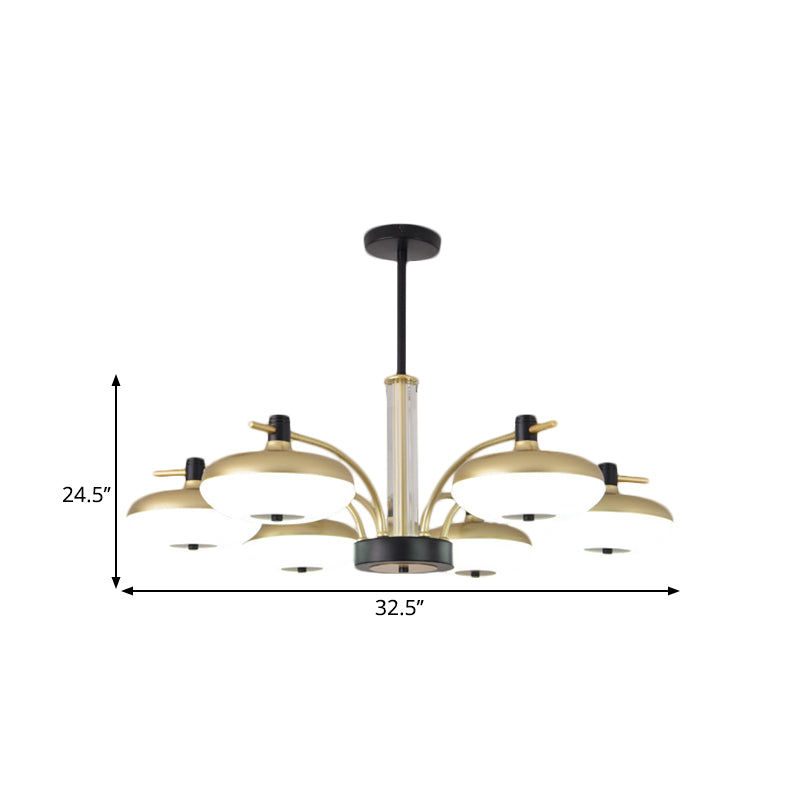 Brass Round Led Ceiling Light: Simple Acrylic Pendant Chandelier For Sleeping Room