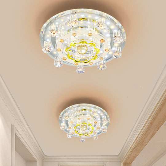 Modern LED Ceiling Light with Elegant Crystal Shade - Ideal for Corridor or Hallway